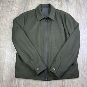Massimo Dutti Bomber Jacket Dark Green Long Sleeve Full Zip Men's Size M Medium